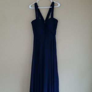 Dessy Collection Vivian Diamond Navy Formal Gown